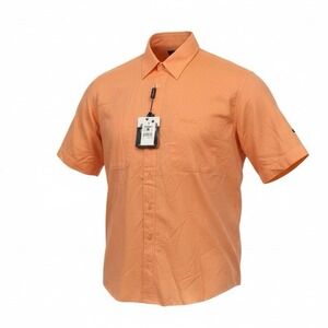 FUBU Vintage Salmon Orange 100% Cotton Short Sleeve Button Up Shirt XL